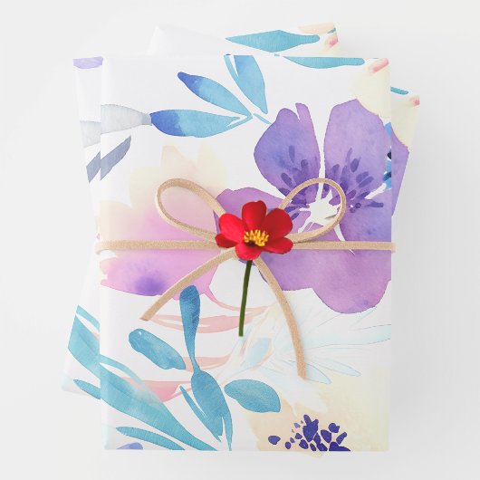 Feuille De Papier Cadeau Aquarelle Flora