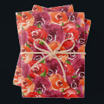 Feuille De Papier Cadeau Aquarelle Floral Collage<br><div class="desc">Trois feuilles de papier d'emballage présentent de belles fleurs d'aquarelle vives en rouge,  orange,  violet foncé et feuilles verts. CORRESPONDRE des articles dans notre magasin.</div>