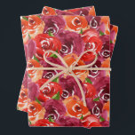 Feuille De Papier Cadeau Aquarelle Floral Collage<br><div class="desc">Trois feuilles de papier d'emballage présentent de belles fleurs d'aquarelle vives en rouge,  orange,  violet foncé et feuilles verts. CORRESPONDRE des articles dans notre magasin.</div>