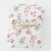 Feuille De Papier Cadeau Aquarelle florale (En situation)