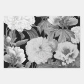 Feuille De Papier Cadeau Aquarelle florale Black & White Peonies (Devant 3)