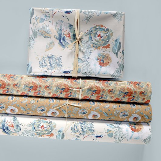 Feuille De Papier Cadeau Aquarelle florale Hydrangea Découpage