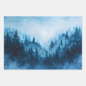 Feuille De Papier Cadeau Aquarelle Forêt Pins feuillus Découpage (Devant 3)