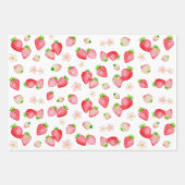 Feuille De Papier Cadeau Aquarelle fraise sauvage Anniversaire (Devant)