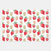 Feuille De Papier Cadeau Aquarelle Fraises rouge et rose (Devant 3)