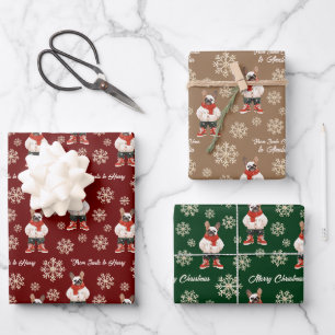 Feuille De Papier Cadeau Aquarelle Frencht Fluge de neige Flambeau de Noël 