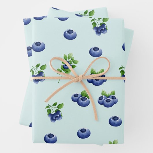 Feuille De Papier Cadeau Aquarelle Fruit bleuet (En situation)