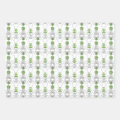 Feuille De Papier Cadeau Aquarelle Gris vaches et vert Topio (Devant)