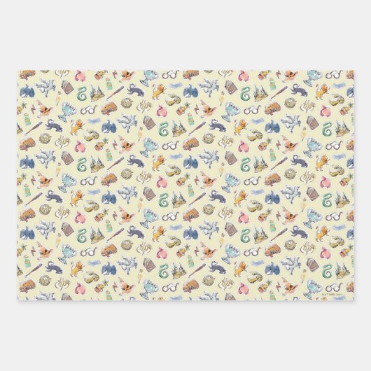 Feuille De Papier Cadeau Aquarelle Harry Potter Icons (Devant 3)