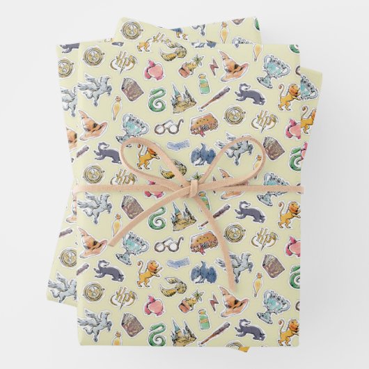 Feuille De Papier Cadeau Aquarelle Harry Potter Icons (En situation)