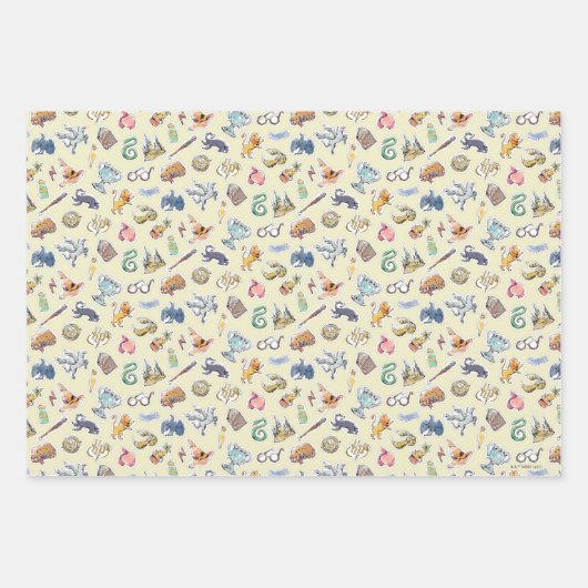 Feuille De Papier Cadeau Aquarelle Harry Potter Icons (Devant)