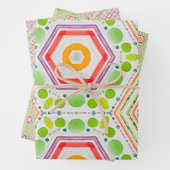 Feuille De Papier Cadeau Aquarelle hexagone Artgul (En situation)