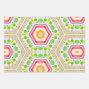 Feuille De Papier Cadeau Aquarelle hexagone Artgul