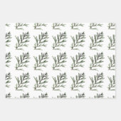 Feuille De Papier Cadeau Aquarelle Hiver Noël Arbre Pine Branche Cônes (Devant 2)