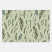 Feuille De Papier Cadeau Aquarelle Hiver Vert Motif sans couture (Devant 2)