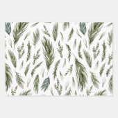 Feuille De Papier Cadeau Aquarelle Hiver Vert Motif sans couture (Devant)