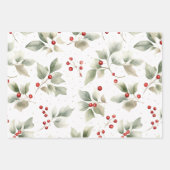 Feuille De Papier Cadeau Aquarelle Holly et Berries (Devant 3)