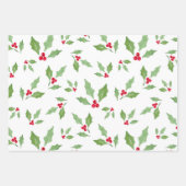 Feuille De Papier Cadeau Aquarelle Holly Motifs (Devant 2)