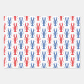 Feuille De Papier Cadeau Aquarelle Homards rouges et bleus (Devant 2)