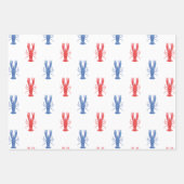 Feuille De Papier Cadeau Aquarelle Homards rouges et bleus (Devant)