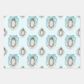 Feuille De Papier Cadeau Aquarelle Huîtres côtières Bow bleu (Devant 3)