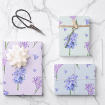Aquarelle Hyacinth Flower violet et bleu Floral 