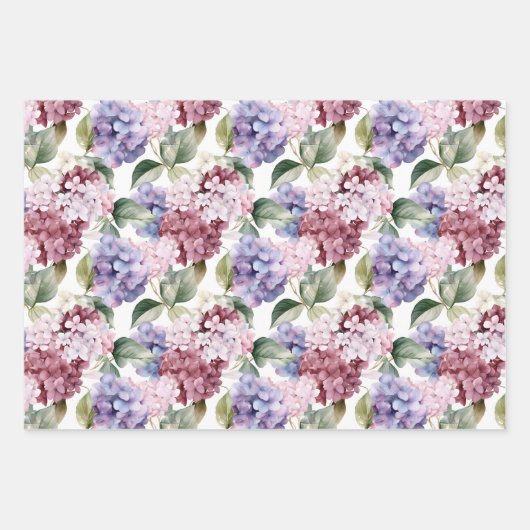 Feuille De Papier Cadeau Aquarelle Hydrangea (Devant 3)