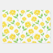 Feuille De Papier Cadeau Aquarelle Jaune Motif (Devant 3)