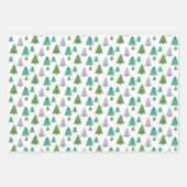 Feuille De Papier Cadeau Aquarelle Joyeux Arbre vert pourpre (Devant)