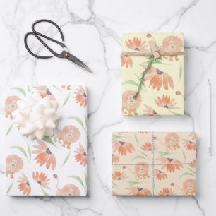 Feuille De Papier Cadeau Aquarelle Lion bébé peinte à la main