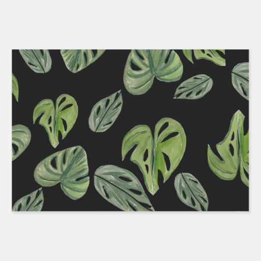 Feuille De Papier Cadeau Aquarelle main Monstera Adansonii Leaf (Devant 2)