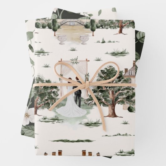 Feuille De Papier Cadeau Aquarelle mariage (En situation)