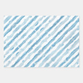 Feuille De Papier Cadeau Aquarelle marine bleu blanc peint rayé (Devant 2)