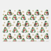 Feuille De Papier Cadeau Aquarelle mignonne Frostée en vert rouge (Devant 2)