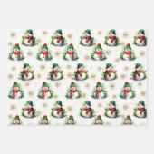 Feuille De Papier Cadeau Aquarelle mignonne Frostée en vert rouge (Devant)