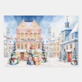 Feuille De Papier Cadeau Aquarelle mignonne Noël artistique (Devant)