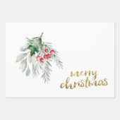 Feuille De Papier Cadeau Aquarelle Mistletoe (Devant 3)