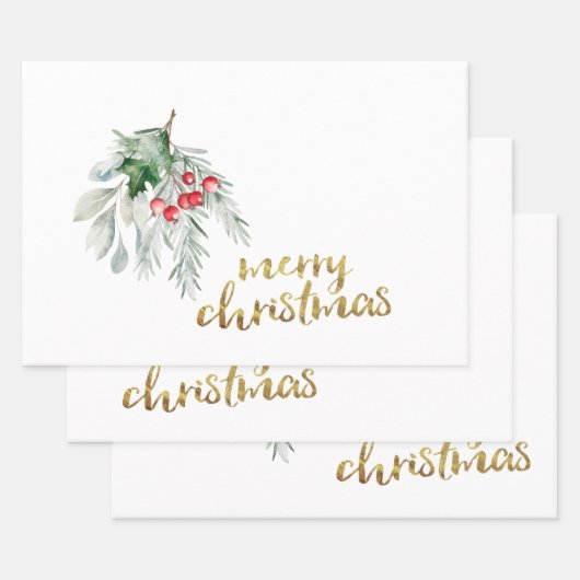 Feuille De Papier Cadeau Aquarelle Mistletoe (Lot)