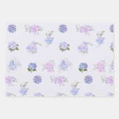Feuille De Papier Cadeau Aquarelle mixte rose et violet Fleurs d'hydrangée (Devant)