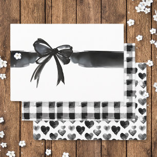 Feuille De Papier Cadeau Aquarelle moderne Bow En vichy Coeur Mariage Cadea