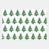 Feuille De Papier Cadeau Aquarelle moderne chic sapin vert de Noël (Devant 2)
