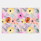 Feuille De Papier Cadeau Aquarelle moderne Florale Fleurs botaniques (Devant 3)