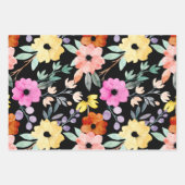 Feuille De Papier Cadeau Aquarelle moderne Florale Fleurs botaniques (Devant)