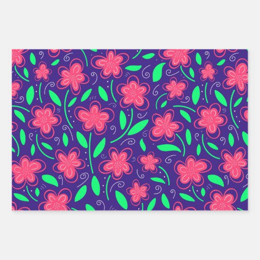 Feuille De Papier Cadeau Aquarelle moderne Florale Fleurs botaniques (Devant 3)