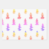 Feuille De Papier Cadeau Aquarelle moderne hiver pin rose arbre Noël (Devant 3)