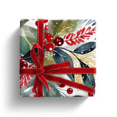 Feuille De Papier Cadeau Aquarelle moderne Noël Floral