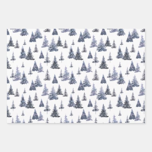 Feuille De Papier Cadeau Aquarelle moderne Noël Pin vert Wrappi (Devant)