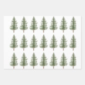 Feuille De Papier Cadeau Aquarelle moderne Noël Pine verte neige (Devant 3)
