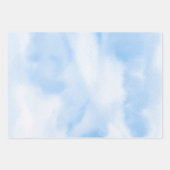 Feuille De Papier Cadeau Aquarelle moderne nuages bleus (Devant 2)