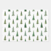 Feuille De Papier Cadeau Aquarelle moderne sapin de Noël (Devant 3)